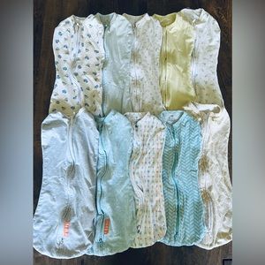LOT OF 10 swaddle me brand zip up swaddle/sleep sacks